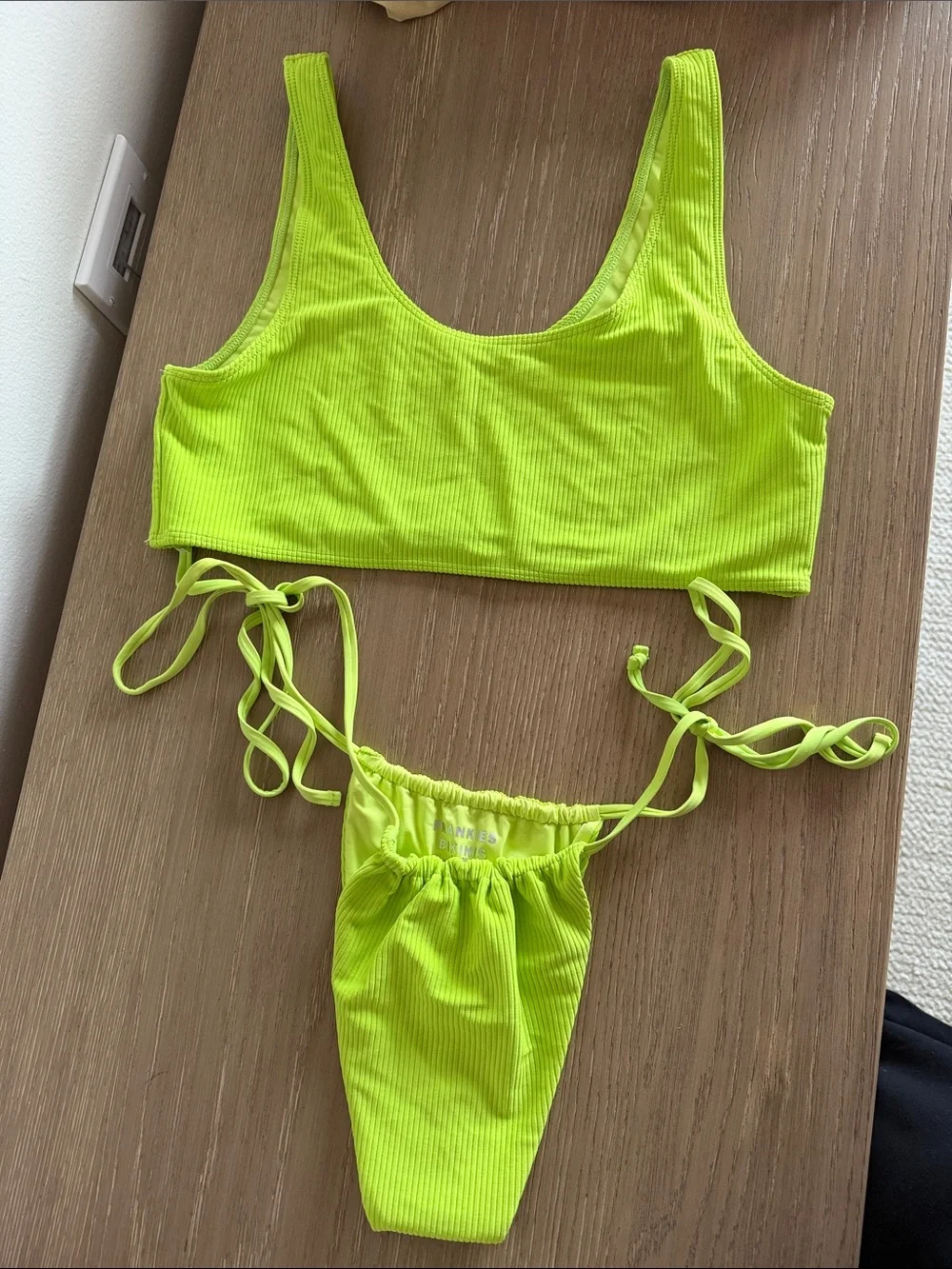 Frankie’s Bikinis Neon Green Ribbed Two-Piece Swim Set